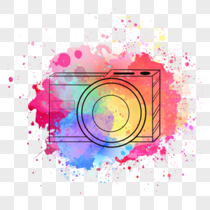 彩色颜料色块喷溅相机线条图片