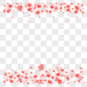 颗粒感红色心形情人节渐变光效爱心边框图片