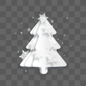 创意白色花纹圣诞树剪纸高清图片