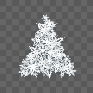 可爱白色雪花圣诞树剪纸图片