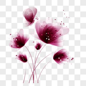 水彩金粉抽象紫色半透明花卉图片