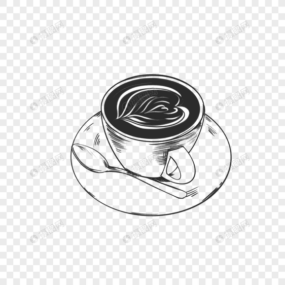卡通黑白咖啡杯下午茶图片
