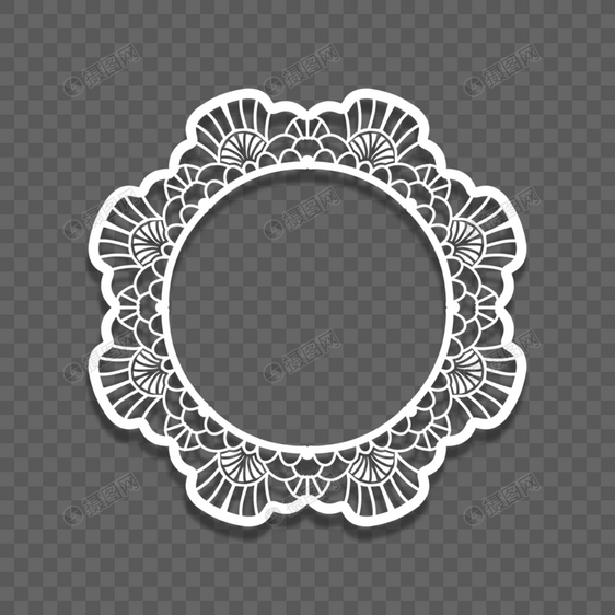 蕾丝婚礼边框圆形八角花纹图片