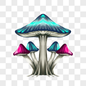 蘑菇自然风格荧光质感图片