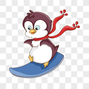 卡通可爱运动滑雪企鹅图片