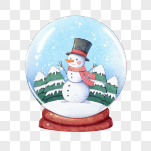 圣诞节水彩雪人水晶球图片
