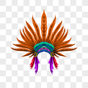 橙色羽毛印第安美洲战帽图片