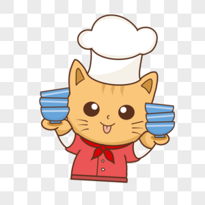 黄色卡通猫咪厨师图片