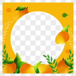 夏季水果facebook黄色边框芒果叶子图片