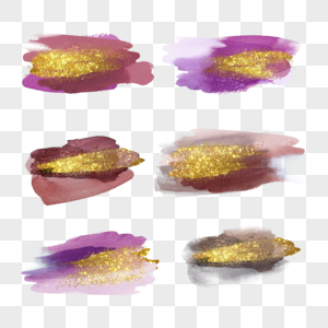 紫色抽象创作水彩金色笔刷图片