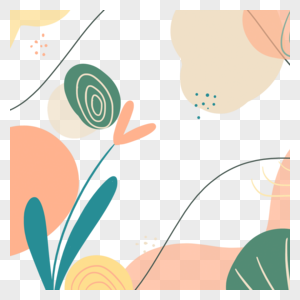 抽象树叶和色块孟菲斯边框图片