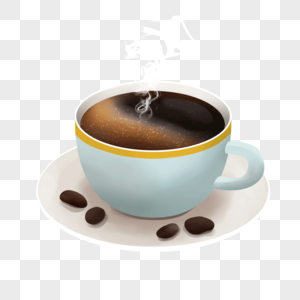 浅蓝色咖啡豆蒸汽烟雾咖啡图片