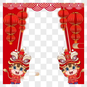 红色春节灯笼门图片