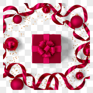 圣诞礼盒红色3d立体图片