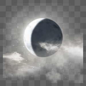 月食月亮阴影天空云朵图片