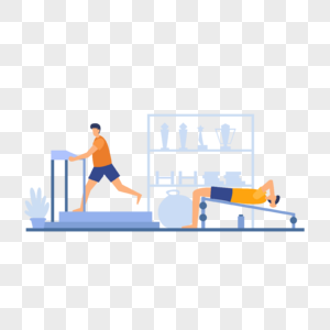 健身运动人物概念插画在健身房运动健身的人图片