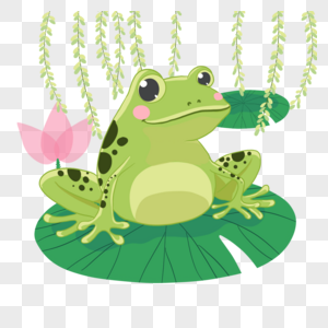 夏季卡通可爱荷叶上的小青蛙动物图片