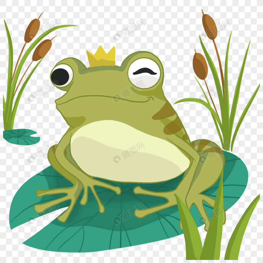 夏季卡通可爱动物青蛙王子图片