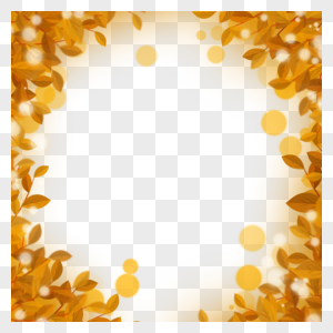 金色秋叶树叶光效边框图片