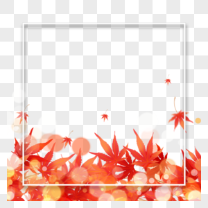 简约方形光效秋叶树叶边框图片