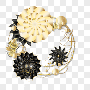 月牙底衬黑金花卉艺术造型图片