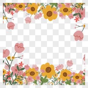 黄色向阳花春季花卉边框图片