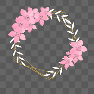 剪纸花卉深粉色婚礼边框图片