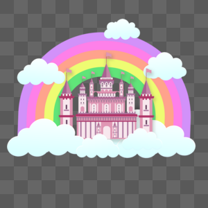 彩虹粉色卡通城堡图片