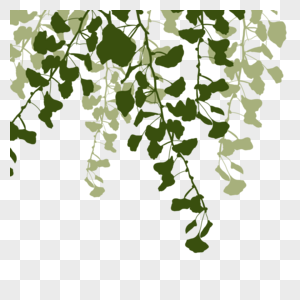 树枝渐变绿色叶片剪影高清图片