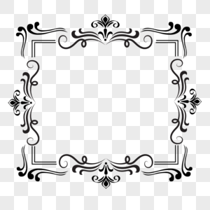 装饰边框黑白线稿方形维多利亚风格图片