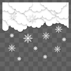 下雪天气剪纸云朵雪花高清图片
