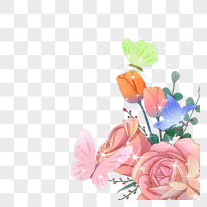 蝴蝶玫瑰花卉光效样式图片
