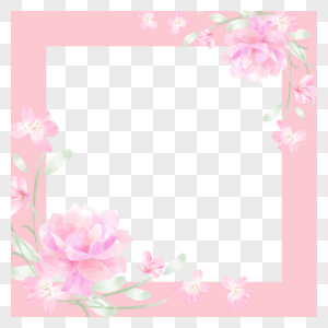 粉色花卉facebook头像方形边框图片