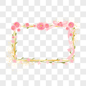 牡丹婚礼花卉边框图片
