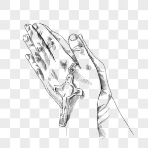 双手合十素描祈祷的手势图片