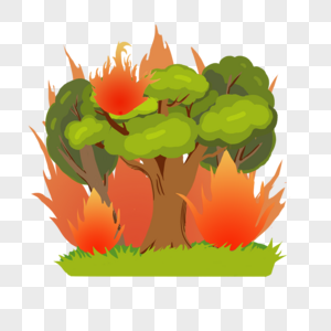 卡通彩色森林火灾图片