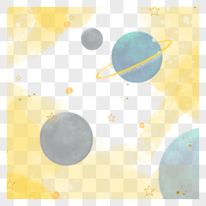 黄色背景星球宇宙星系图高清图片