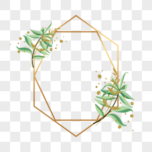 几何图形植物金箔装饰边框图片