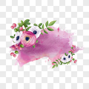 笔刷水彩风格粉色花卉图片