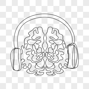 大脑听音乐线条画抽象图片