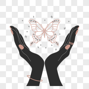 波西米亚风格双手托举蝴蝶装饰画图片