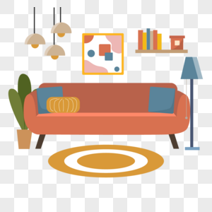 客厅房间起居室扁平风格圆形地毯沙发家具图片