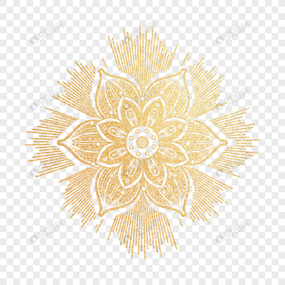 金色花朵造型太阳光芒装饰花纹图片