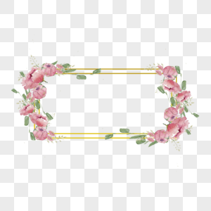 复古水彩花卉婚礼长方形边框图片
