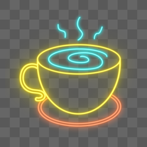 霓虹发光咖啡杯图片