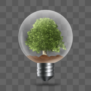 绿色树木光效创意灯泡图片