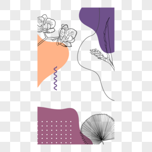 夏季树叶故事边框紫色线条高清图片