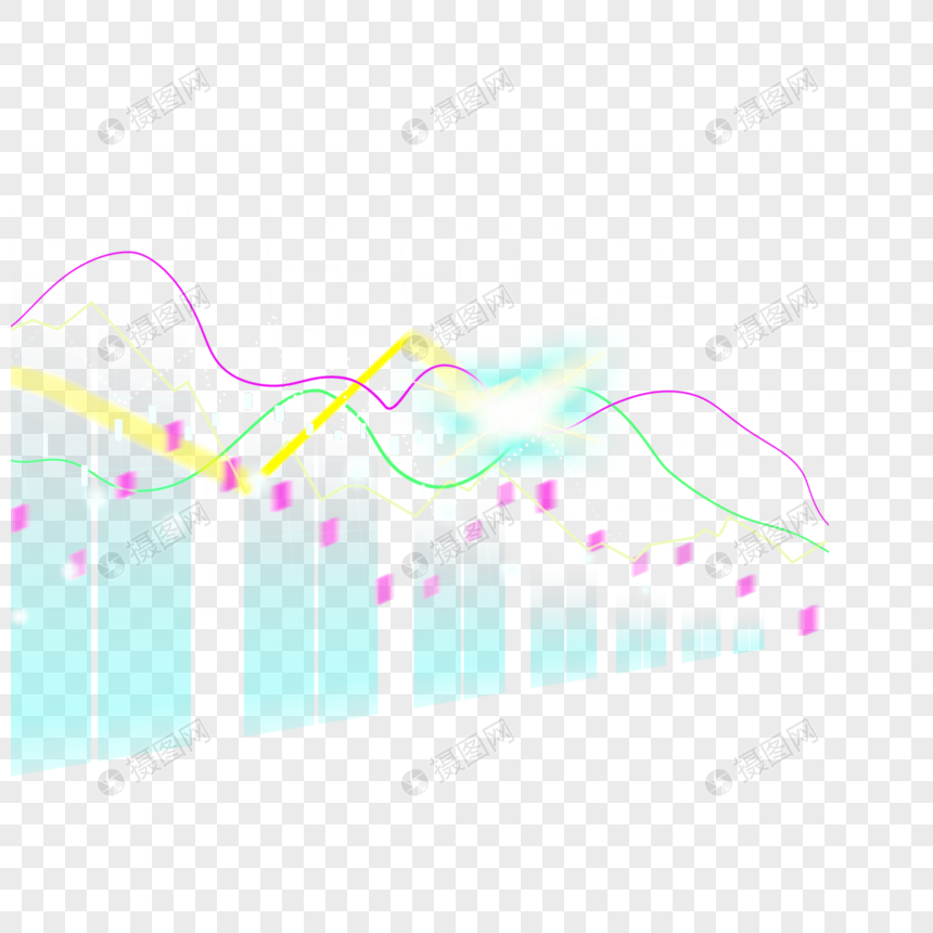 彩色曲线股票k线图图片