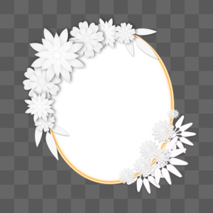 剪纸花卉椭圆形婚礼边框图片