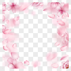 粉色飘落唯美光效樱花边框图片